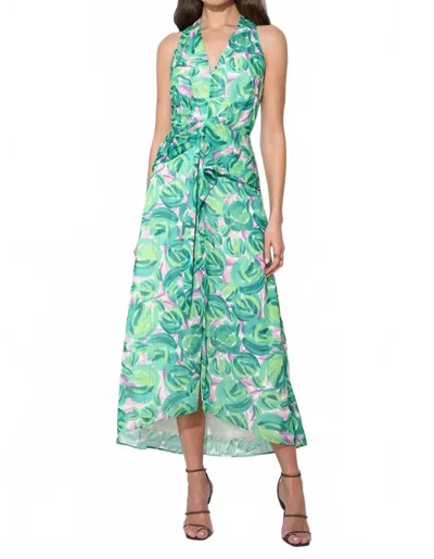 Adelyn Rae Margot Wrap Tie Waist Printed Maxi Dress In Green In Multi