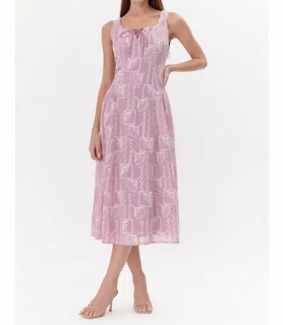 Adelyn Rae Maven Midi Dress In Mauve Pink/cream In Multi