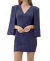 Adelyn Rae Maxine Cape Dress In Navy In Blue