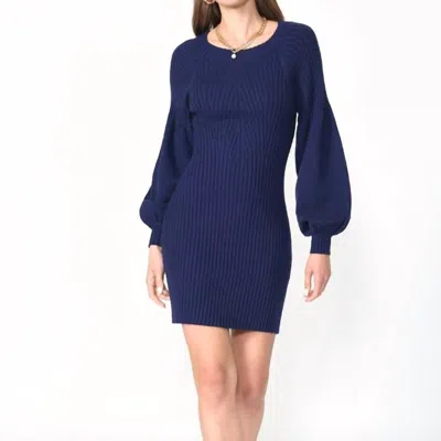 ADELYN RAE MELLIE RIBBED PUFF SLEEVE SWEATER DRESS