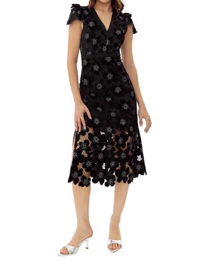 Adelyn Rae Mia Crochet Midi Dress In Black