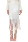 Adelyn Rae Milana Sequins Fringe Midi Skirt In Matte Ivory In Multi