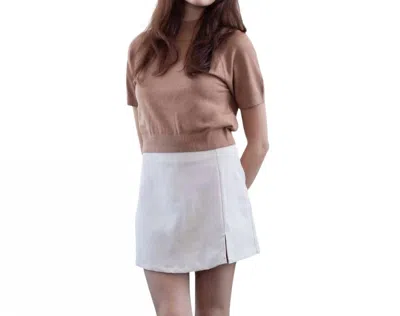 Adelyn Rae Milani Camel Cropped Mock Neck Top In Brown