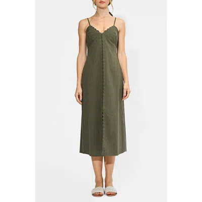 Adelyn Rae Millie Embroidered Midi Slipdress In Green