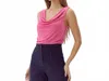 Adelyn Rae Misha Cowl Neck Bodysuit In Deep Pink In Pink
