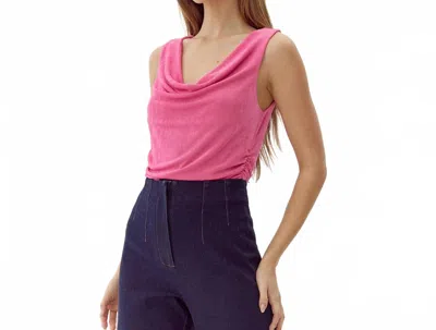 Adelyn Rae Misha Cowl Neck Bodysuit In Deep Pink