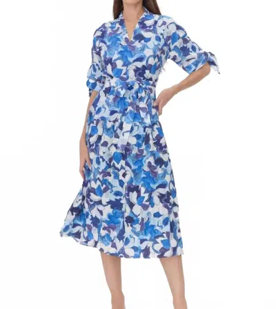Adelyn Rae Mona Drop Waist Midi Dress In Blue In Multi