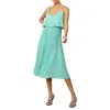 Adelyn Rae Nayla Pleated Overlay Midi Dress In Aqua