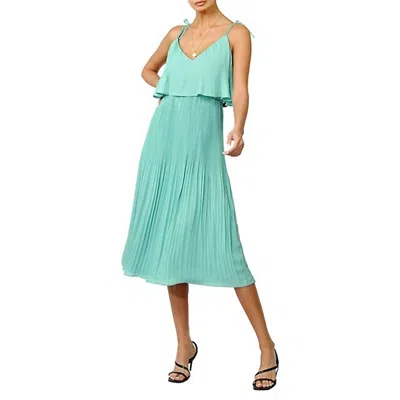 Adelyn Rae Nayla Pleated Overlay Midi Dress In Aqua In Blue
