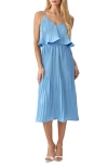 Adelyn Rae Nayla Pleated Overlay Sleeveless Midi Dress In Sky Blue