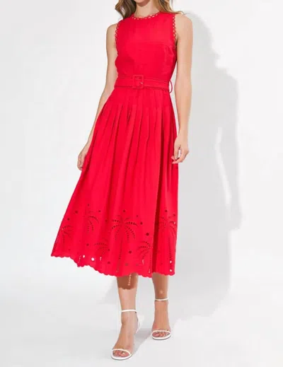Adelyn Rae Neve Embroidered Midi Dress In Animal Print