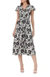 Adelyn Rae Nori 3d Embroidered Cotton Midi A-line Dress In Multi