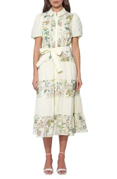 Adelyn Rae Octavia Button-up Tiered Midi Dress In Ivory