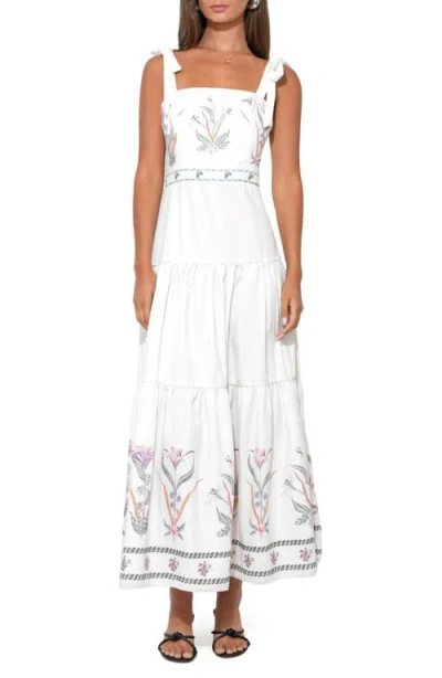 Adelyn Rae Olivi Placemat Embroidered Midi Dress In White