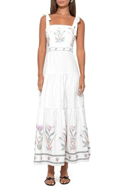 Adelyn Rae Olivi Placement Print Midi Dress In White