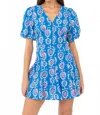 Adelyn Rae Oslo Printed Mini Dress In Blue In Blue