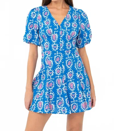 Adelyn Rae Oslo Printed Mini Dress In Blue