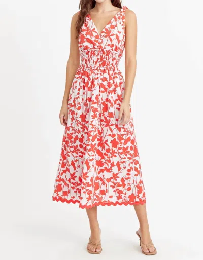 Adelyn Rae Pami Shoulder Tie Dress In Poppy Red In Multi