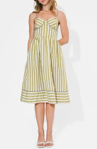 Adelyn Rae Perle Stripe Fit & Flare Midi Dress In Multi