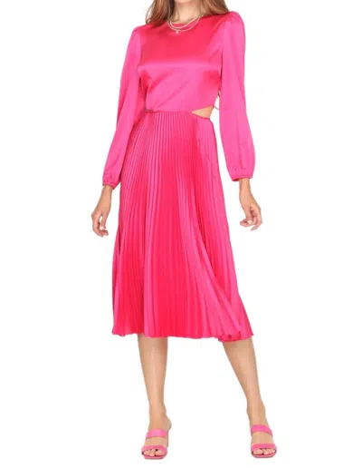 Adelyn Rae Pleated Cut Out Dress In Dark Pink