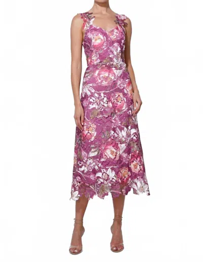 Adelyn Rae Prudence Lace Midi Dress In Floral In Purple