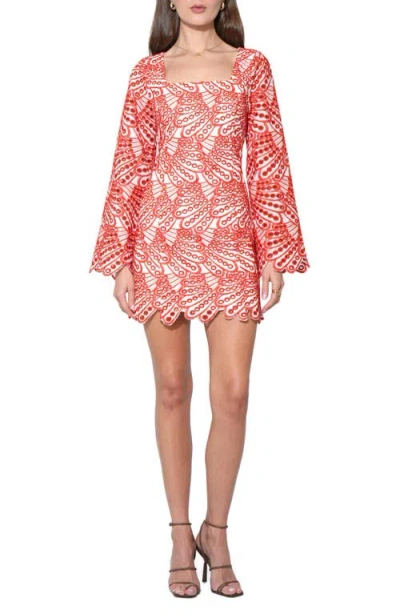 Adelyn Rae Regina Scallop Long Sleeve Minidress In Orange