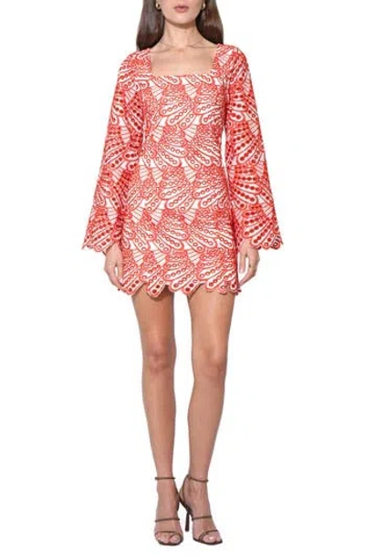 Adelyn Rae Regina Scallop Long Sleeve Minidress In Orange