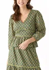 Adelyn Rae Rita Peplum Top In Navy/green In Multi