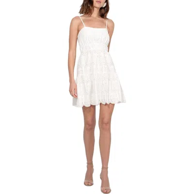 Adelyn Rae Rory Pineapple Embroidered Eyelet Minidress In White