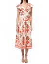 Adelyn Rae Rosa Flutter Midi Dress In Floral In White