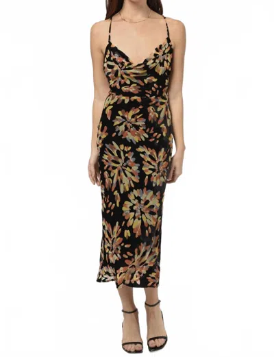 Adelyn Rae Rosalie Midi Dress In Black Multi