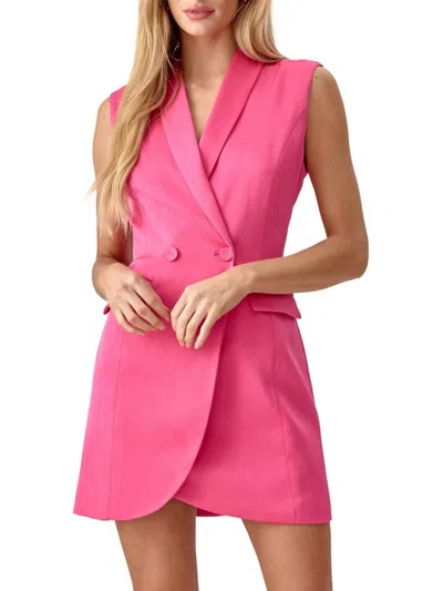 open lace back dress Neon Pink Belted Blazer Mini Dress – Aquarius Brand