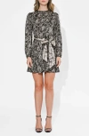Adelyn Rae Sasha Floral Long Sleeve Minidress In Black