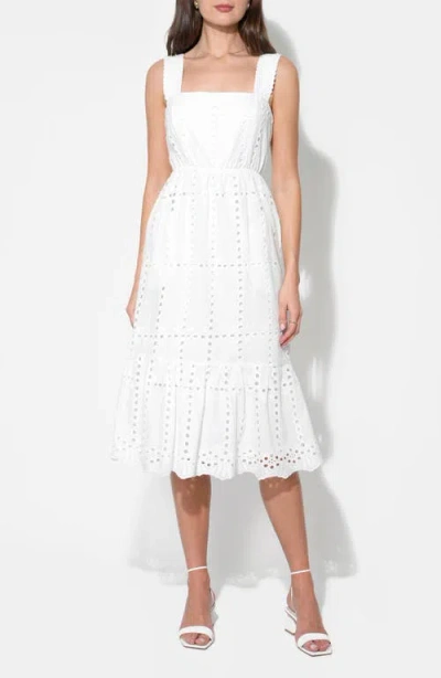 Adelyn Rae Savannah Scalloped Strap Cotton Eyelet Sundress In White