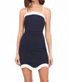Adelyn Rae Scalloped Linen Trim Minidress In Blue