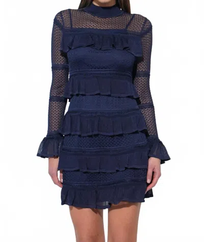 Adelyn Rae Sera Ruffled Tiered Mini Dress In Navy In Blue