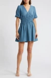 Adelyn Rae Shirred Waist Minidress In Blue