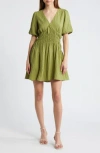 Adelyn Rae Shirred Waist Minidress In Lime