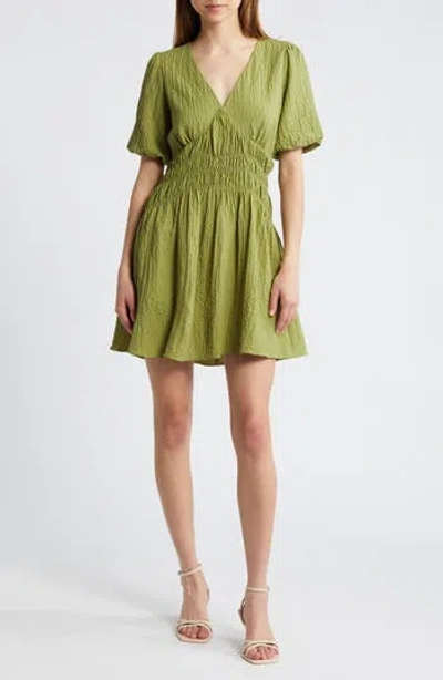 Adelyn Rae Shirred Waist Minidress In Lime