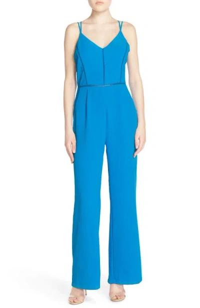Adelyn Rae Sleeveless Crepe Jumpsuit In Blue