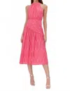 Adelyn Rae Sophie Embroidered Halter Midi Dress In Pink In Pink