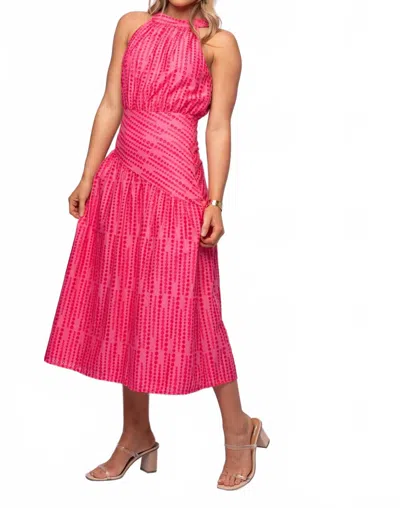 Adelyn Rae Sophie Embroidered Halter Midi Dress In Pink