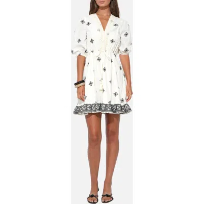 Adelyn Rae Soraya Embroidered Cotton Minidress In Multi