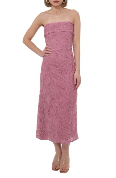 Adelyn Rae Strapless Midi Dress In Rose