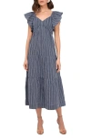 Adelyn Rae Stripe Tiered Maxi Dress In Blue
