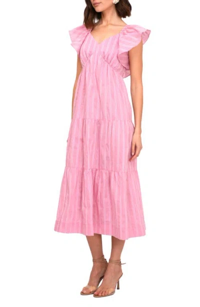 Adelyn Rae Stripe Tiered Maxi Dress In Pink
