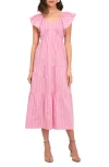 Adelyn Rae Stripe Tiered Maxi Dress In Pink