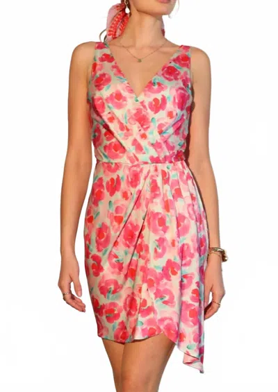 Adelyn Rae Surplice Floral Drape Dress In Muti In Multi