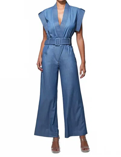 Adelyn Rae Talia Wide Leg Jumpsuit In Blue