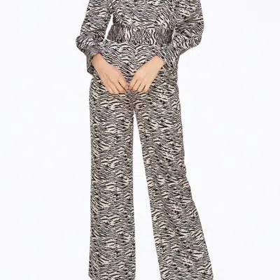 Adelyn Rae Toni Zebra-print Belted Wrap-effect Sateen Jumpsuit In Gray